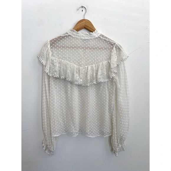 Love Shack Fancy Silk Sheer Blouse Small - Picture 8 of 9